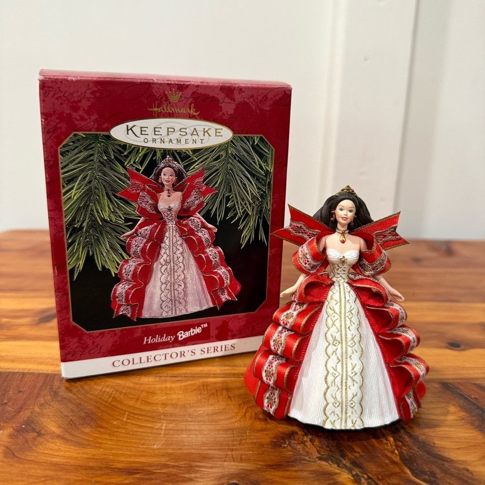 Vintage 1997 Hallmark Keepsake Holiday Barbie Red Ribbon Gown Dress Ornament #5